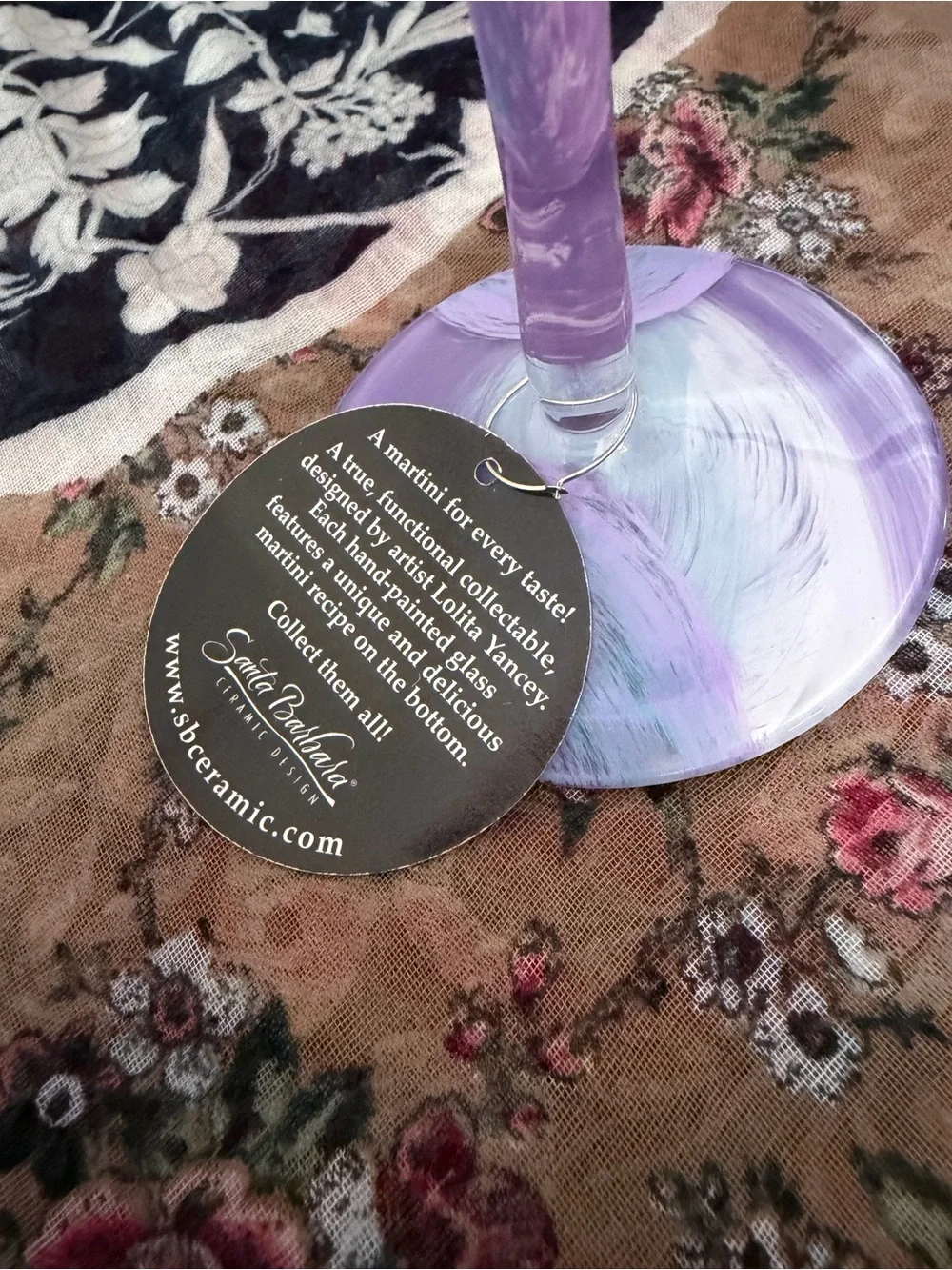 Lolita Purple Haze Hand Painted Martini Glass Gift Box